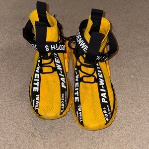 Yellow High-Top Sneakers with Black Straps